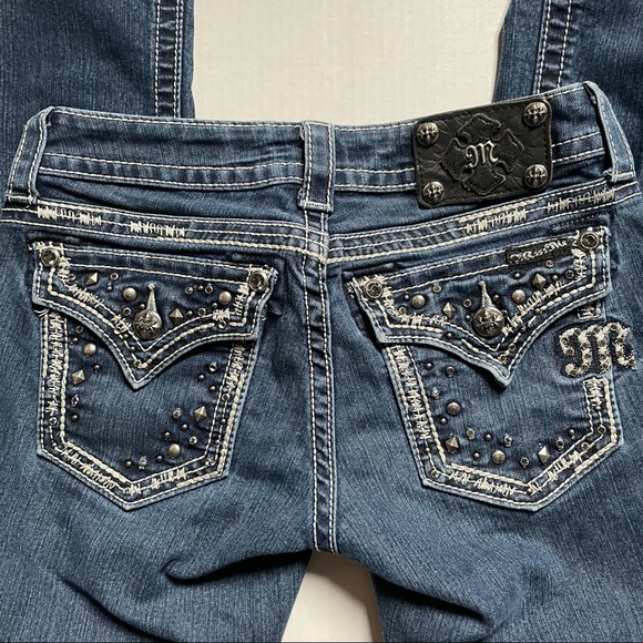 MISS ME Rhinestone & Stud Boot Cut Jeans Sz 25 - Picture 4 of 9